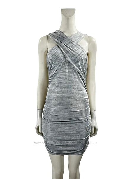 Шикарное короткое приталенное платье серое armani exchange s