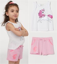 H&M нарядный костюм единорожки шорты маечка 5-10 лет
