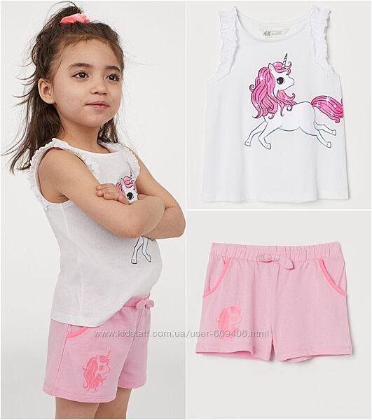 H&M нарядный костюм единорожки шорты маечка 5-10 лет