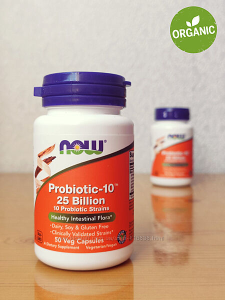 Now Foods, Probiotic-10, Пробиотики, 25 млрд КОЕ, 50 капсул 