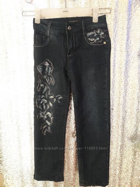 Моднявые джинсы на флисе для девочки 116, Yuke