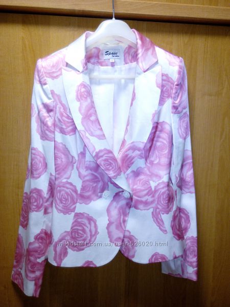 Піджак білий рожеві троянди 42р. з костюмубез юбки/продана