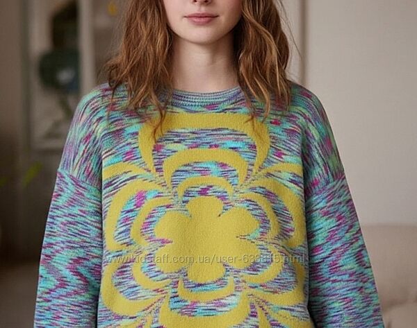 Симпатичный меланжевый свитер, оверсайз.