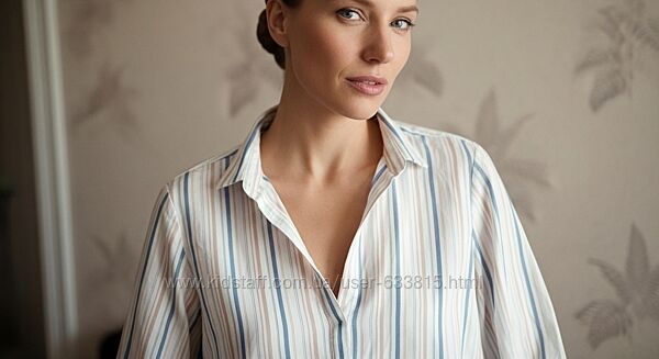 Удлиненная рубашка в полоску из льна и хлопка.