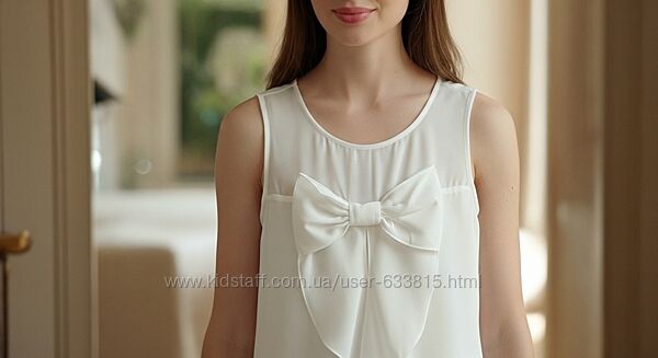 Блуза без рукавов с бантом.