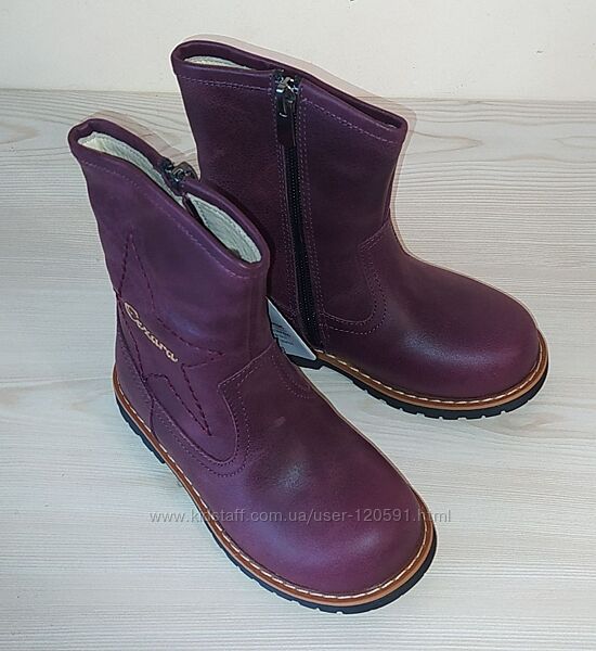 Нові ортопед зимові шкіряні чобітки ТМ Cesara, устілка 17см, розмір 26-27