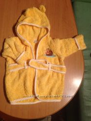 Халат махровый банный желтый Disney 0-9 месяцев, халатик, капюшон, 6 месяце