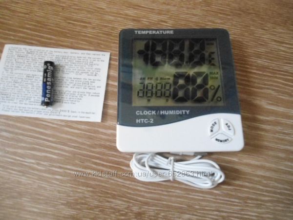 Термометр гигрометр часы выносной датчик НТС-2