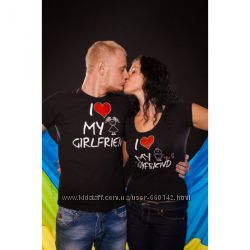 футболка мужская  I Love My Girlfriend цвет черный