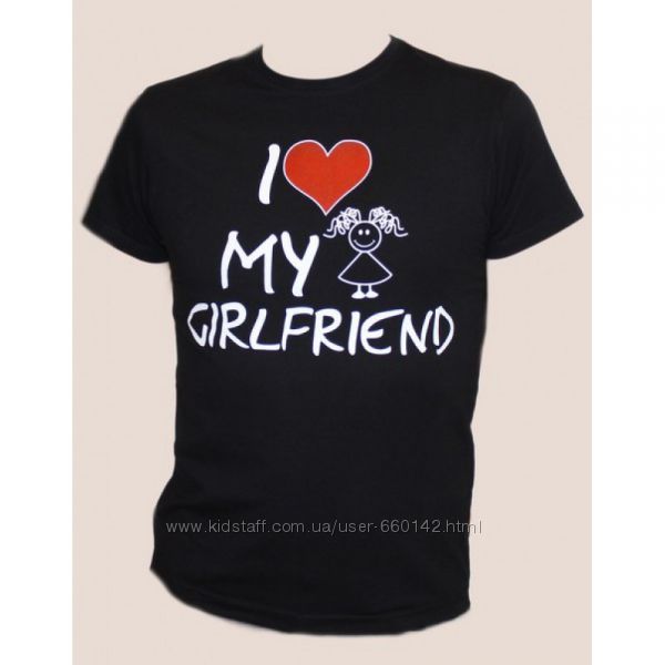 футболка мужская  I Love My Girlfriend цвет черный