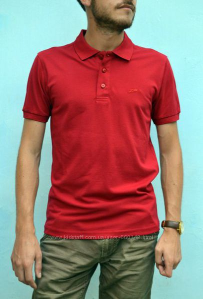Стильная однотонная мужская футболка поло в красном цвете размер S, XL 