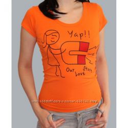 Парная футболка женская Love Story оранжевый