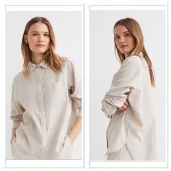 H&M сорочка суміш льону xxl