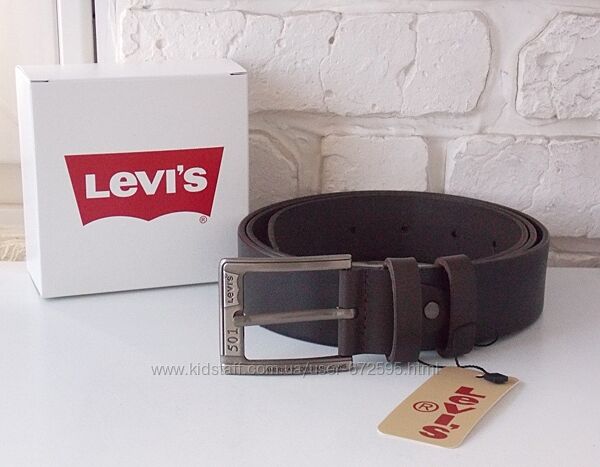 Коричневый ремень кожаный мужской Levis широкий