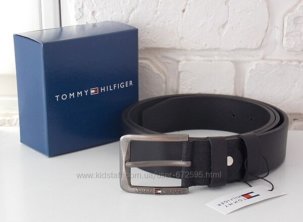 Мужской кожаный ремень Tommy Hilfiger / ремінь чоловічий шкіряний