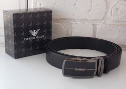 Ремень мужской кожаный Armani автомат / шкіряний ремінь чоловічий