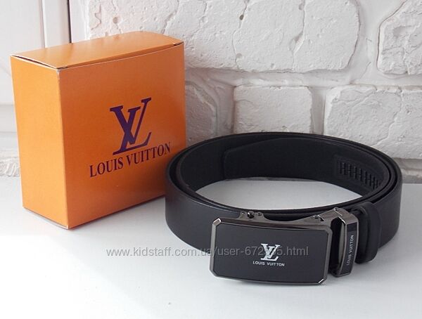 Ремень мужской кожаный автомат Louis Vuitton / ремінь автомат