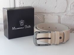 Мужской кожаный бежевый ремень джинсовый massimo dutti