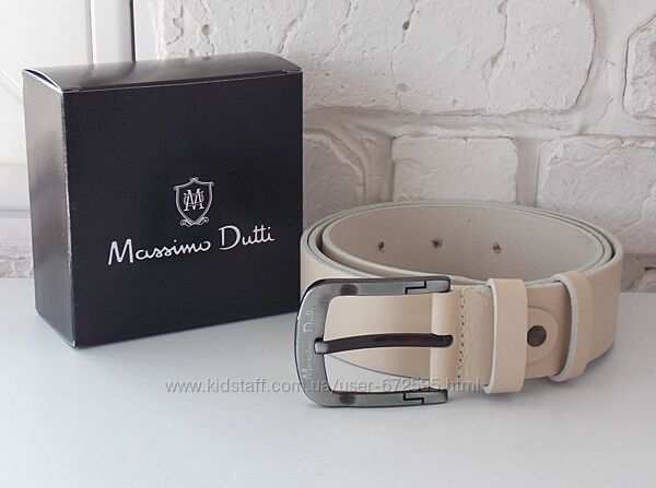 Мужской кожаный бежевый ремень джинсовый massimo dutti