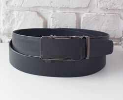 Широкий ремень-автомат кожаный мужской синий