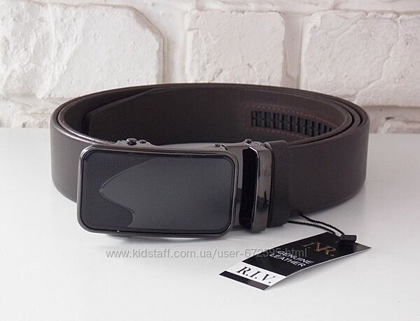 Мужской кожаный коричневый ремень автомат / чоловічий ремінь коричневий