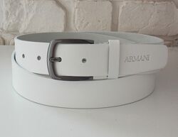 Кожаный ремень белый мужской Armani / білий ремінь шкіряний чоловічий 