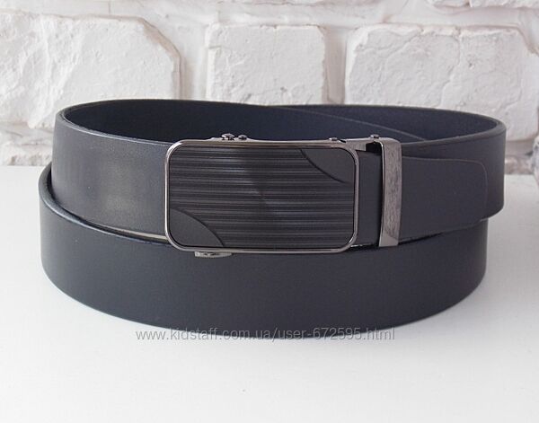 Кожаный мужской синий ремень автомат