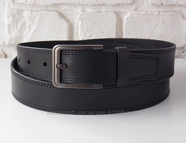 Ремень мужской кожаный классика Украина / ремінь прошитий чоловічий шкіра