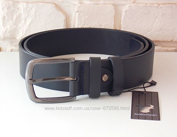Мужской кожаный синий ремень / чоловічий синій пояс шкіряний