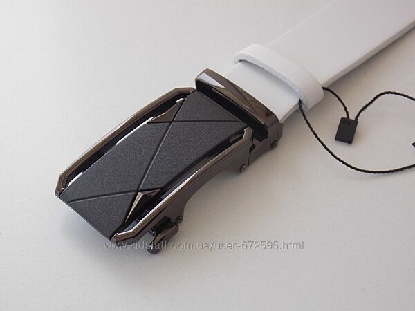 Кожаный мужской ремень белый автомат / ремінь чоловічий шкіряний білий