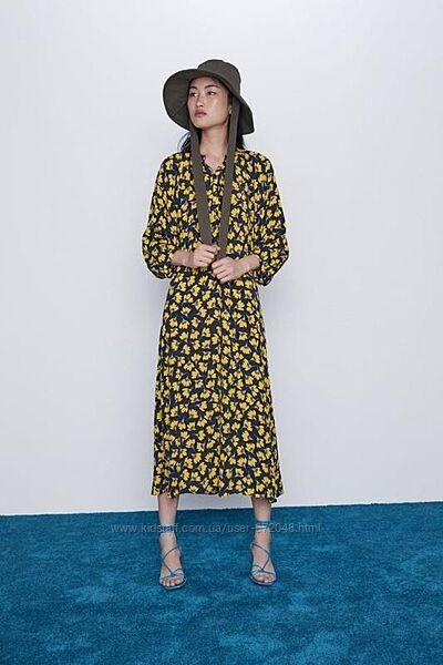 Zara натуральне плаття в квітковий принт/ Zara плаття 