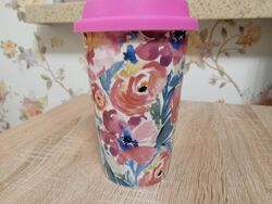 Чашка с резиновой крышкой english home цветы фарфор
