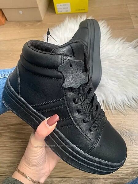 Женские высокие ботинки хайтопы натуральная кожа