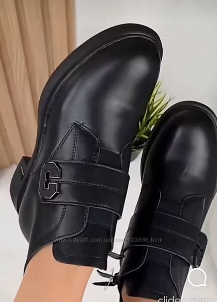 Женкие оенние ботинки на каблуке, натуральная кожа, застежка липучка