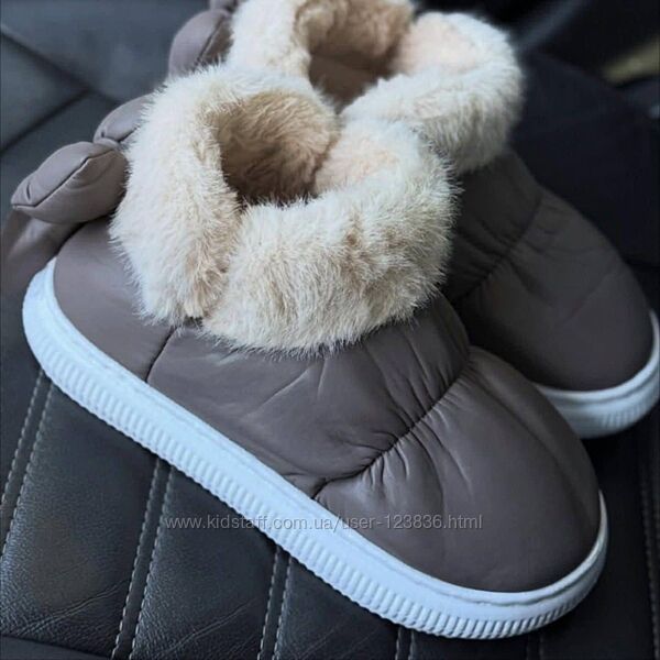 Женские зимние тапочки дутики автоледи на меху для улицы и дома