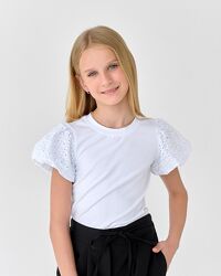 Біла кофтинка блуза з коротким рукавом тм BossKids