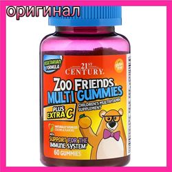 Мультивитамины 21st Century, Zoo Friends Plus Extra C 60 шт. В наличии 