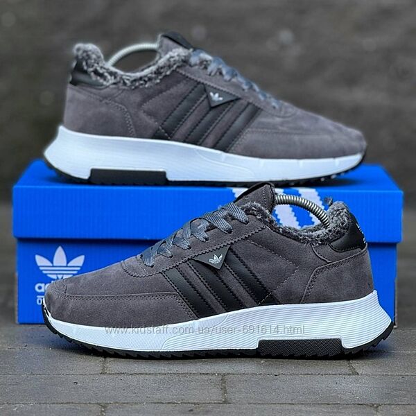 Замшевые кроссовки зимние c мехом adidas до -21 с серого цвета