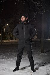 Костюм softshell intruder черный тёплая куртка  тёплые штаны