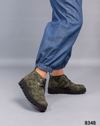 Ботинки деми, натуральный нубук, камуфляж