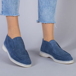 Ботинки - лоферы Vz, натуральная замша, цвет джинс