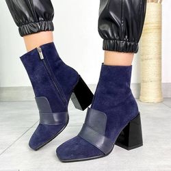 Ботинки Nomi, натуральная замша/кожа, синие