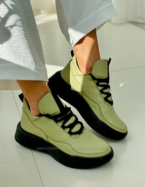 Кроссовки mK, натуральная кожа, оливковые