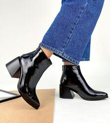 Ботинки N - Style, натуральная лак кожа, черные, деми/зима