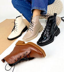 Ботинки Kamila, натуральная кожа, черные/беж/коричневые/молочные, деми/зима
