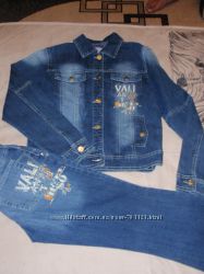 Джинсовый костюм пиджак и брюки