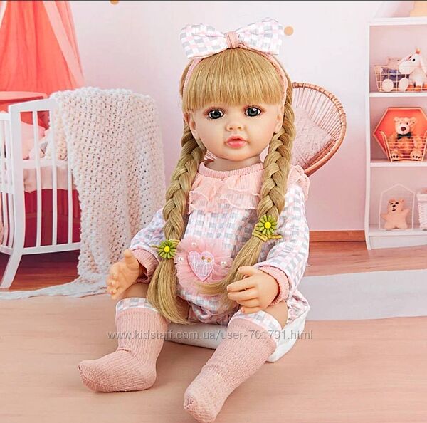 Велика вінілова лялька ручної роботи Reborn Baby Doll зі справжнім волоссям