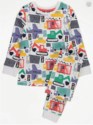 4-5л,5-6л,6-7л,7-8л. Пижама из хлопка Яркие машины George, в наличии