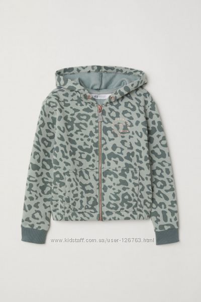 Толстовка кофта на замке  H&M зеленый комуфляж девочке новая 12 13 14 лет