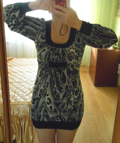 Туника блузка блуза платье мини Claretta 3д 3d леопардовый принт 